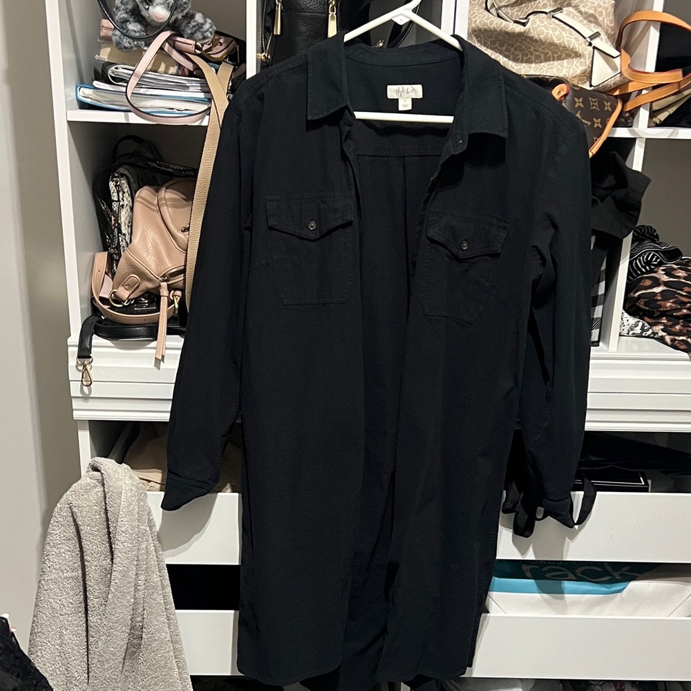 Black Button-Up Shirt Dress